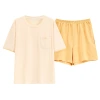 Class A antibacterial pure cotton pajamas for women in summer, short sleeves and shorts. Women can wear a full cotton home wear set on the outside Item Picture